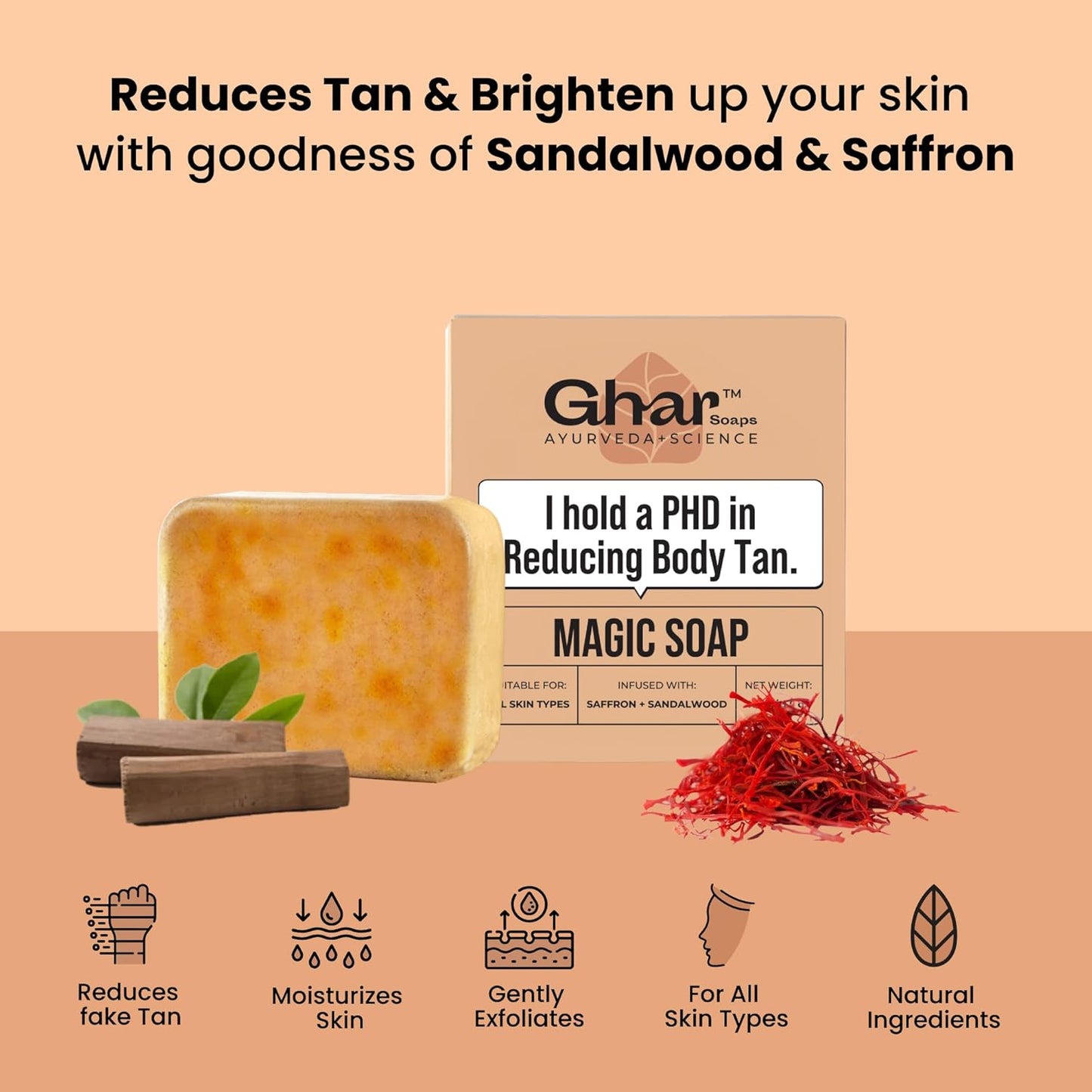 Sandalwood & Saffron Glow Soap™ – Handmade Brightening Bath Bar (100g x 2)