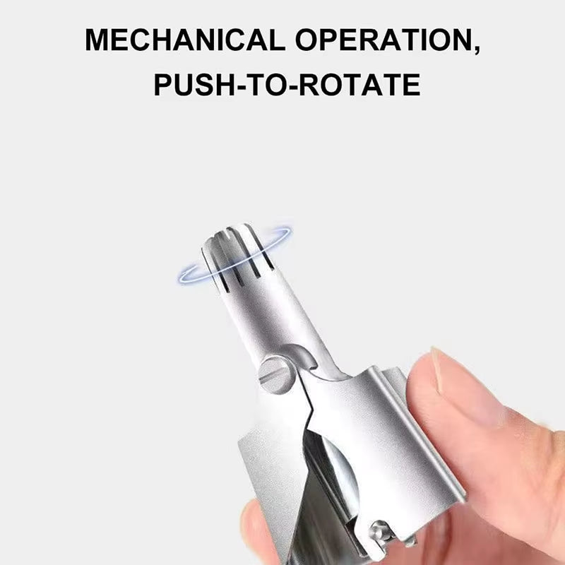 Premium Portable Stainless Steel Nose Hair Trimmer for Men - Efficient, Washable Manual Grooming Tool