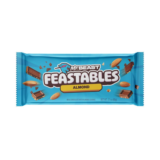 Indulge in Richness: Feastables MrBeast Almond Infused Milk Chocolate King Size Bar - 2.1 oz (60 g), Pack of 10