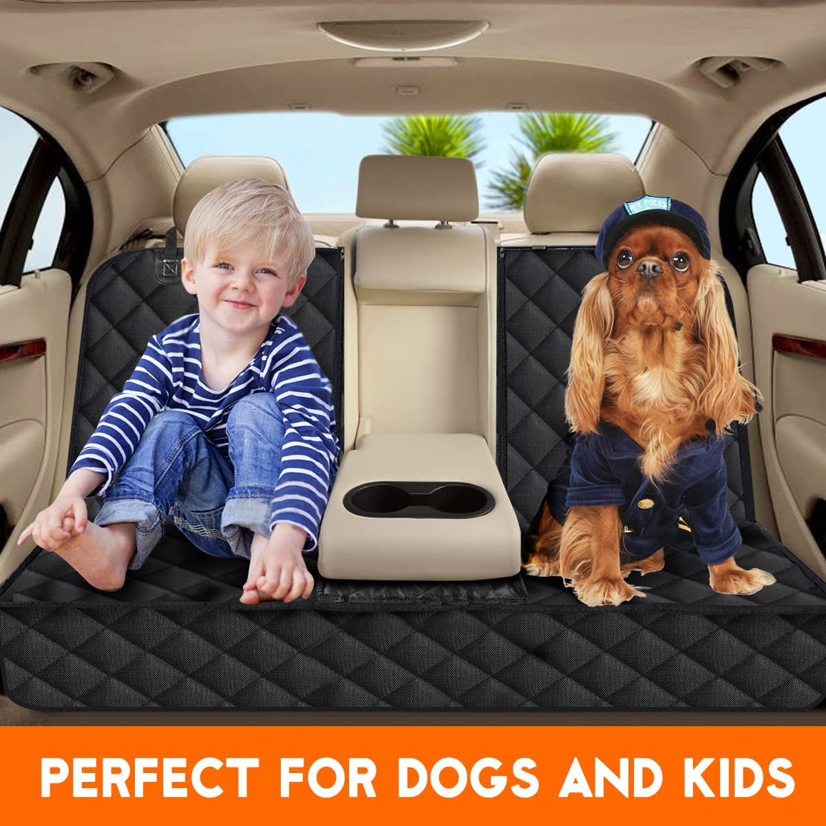 Premium Black Dog Car Seat Cover - Waterproof, Non-Slip, Universal Fit for Trucks, SUVs, and Cars with Adjustable Seat Straps and Safety Belts