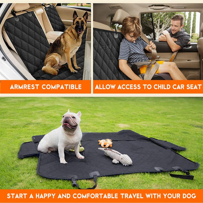 Premium Black Dog Car Seat Cover - Waterproof, Non-Slip, Universal Fit for Trucks, SUVs, and Cars with Adjustable Seat Straps and Safety Belts