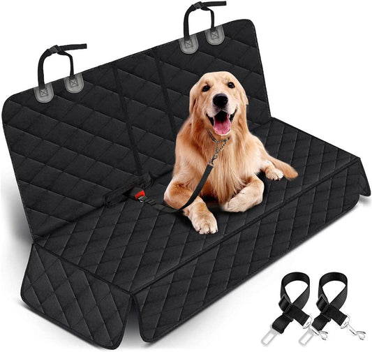 Premium Black Dog Car Seat Cover - Waterproof, Non-Slip, Universal Fit for Trucks, SUVs, and Cars with Adjustable Seat Straps and Safety Belts
