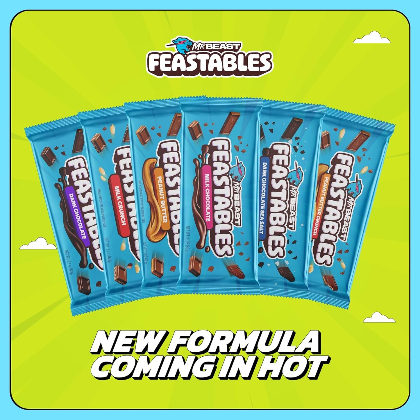 Indulge in Richness: Feastables MrBeast Almond Infused Milk Chocolate King Size Bar - 2.1 oz (60 g), Pack of 10