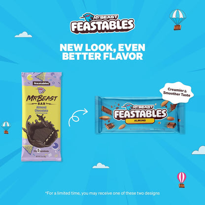 Indulge in Richness: Feastables MrBeast Almond Infused Milk Chocolate King Size Bar - 2.1 oz (60 g), Pack of 10