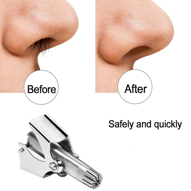 Premium Portable Stainless Steel Nose Hair Trimmer for Men - Efficient, Washable Manual Grooming Tool
